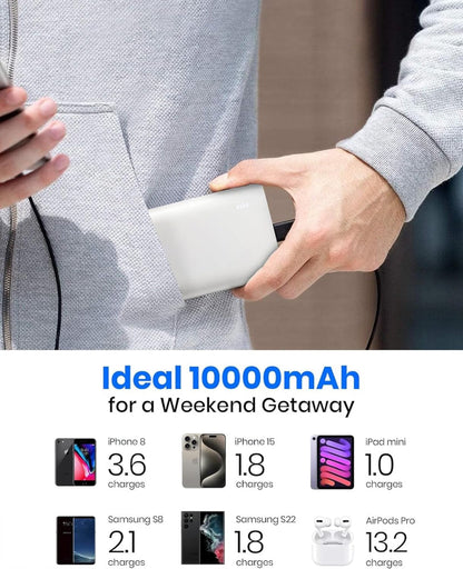 Portable Charger – 10000mAh Slim PD 22.5W Fast USB-C Power Bank for Andriod & iOS