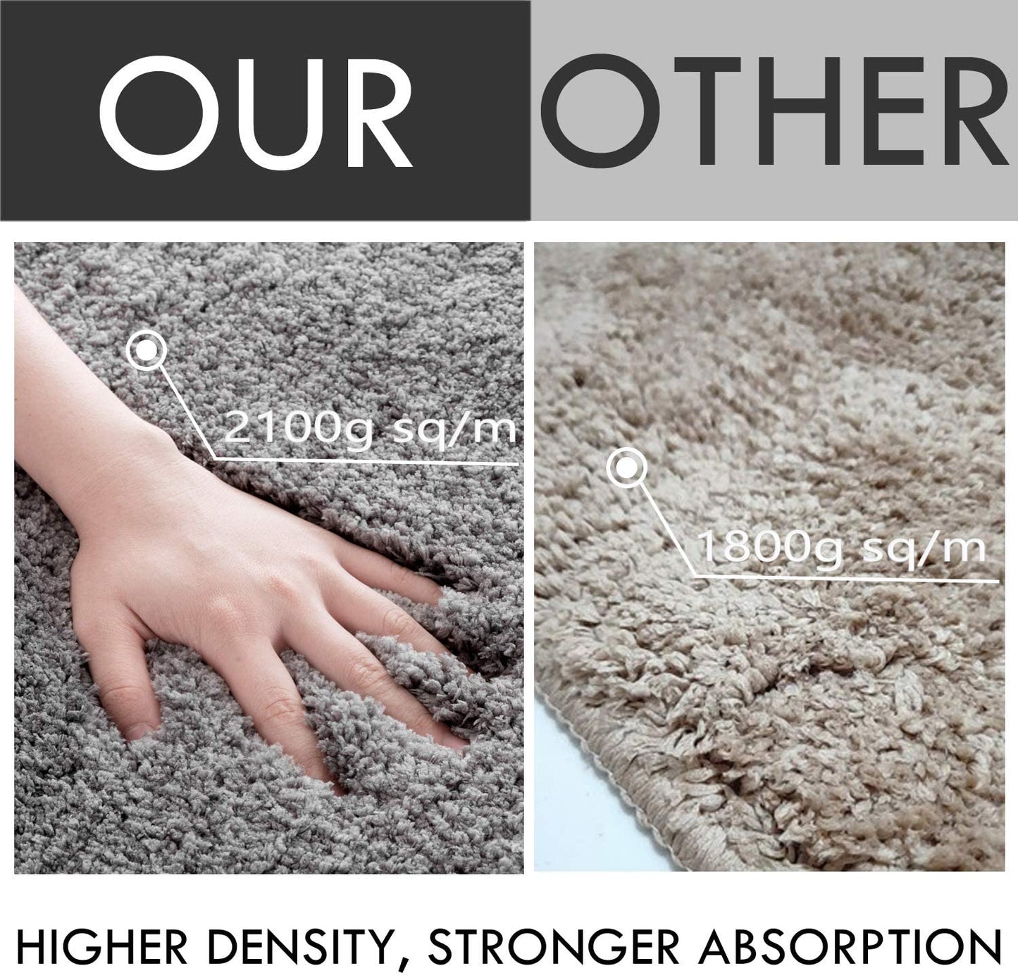 Liquid Absorbent Thick Shaggy Bathroom Rug 