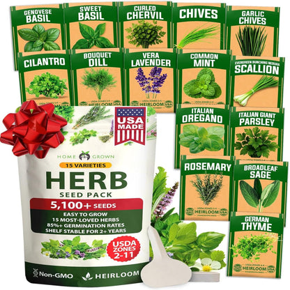 Variety Herb Seeds Kit – 3000+ Heirloom Non GMO Seeds, Indoor Outdoor Planting