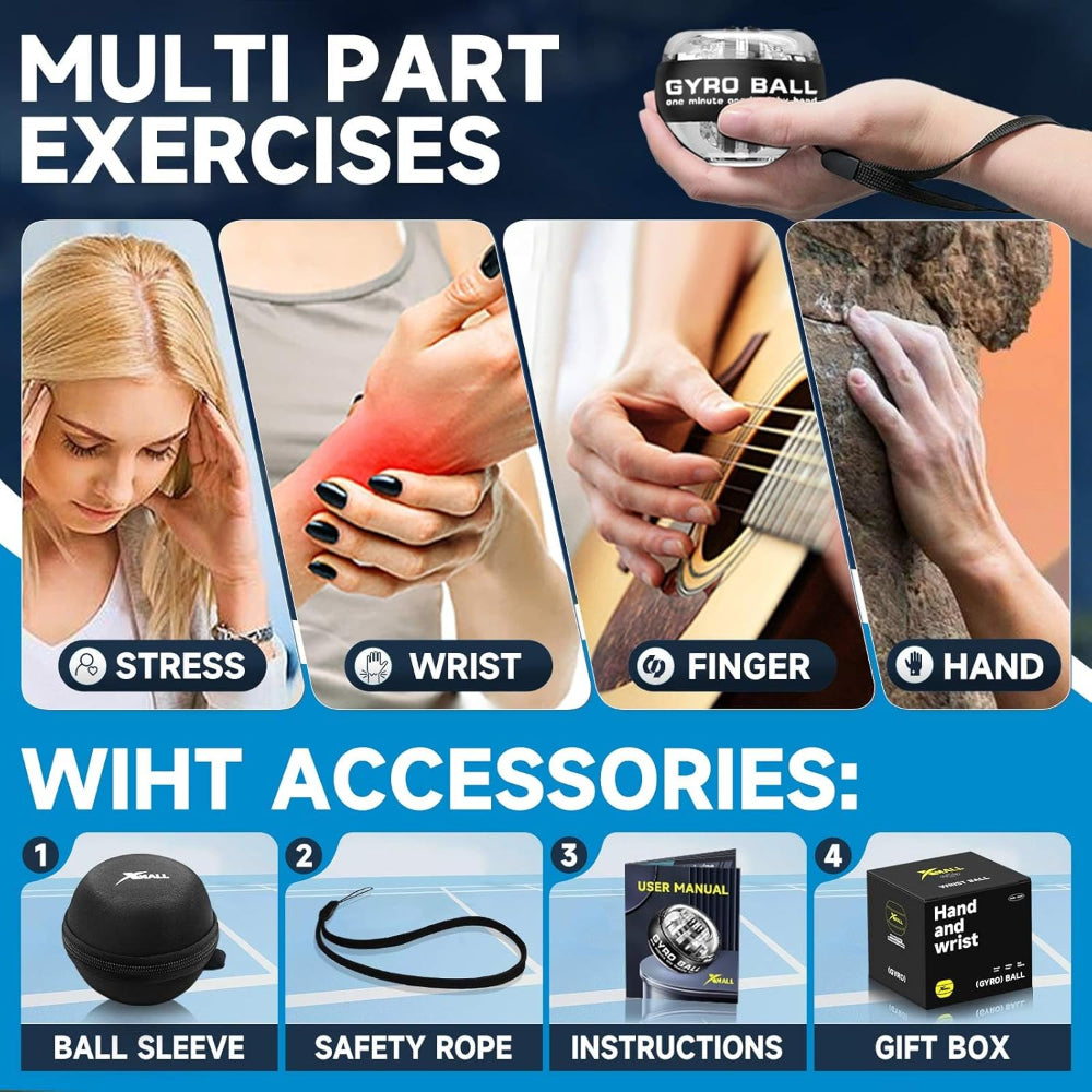 Torque Ball Hand Exerciser – Wrist Gyro Strength Trainer with Auto Start LED Light