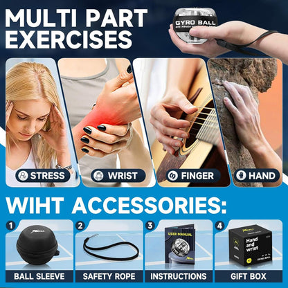 Torque Ball Hand Exerciser – Wrist Gyro Strength Trainer with Auto Start LED Light