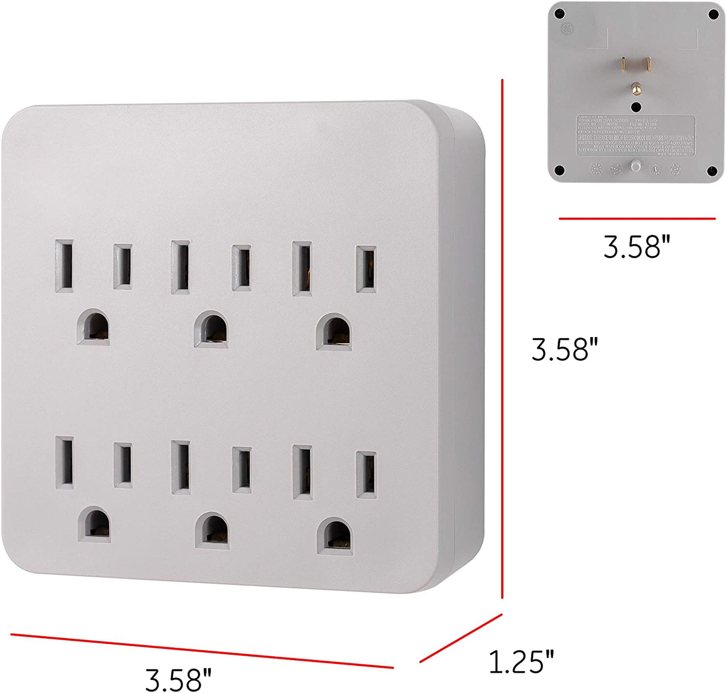 3 Prong GE Pro 6-Outlet Surge Protector