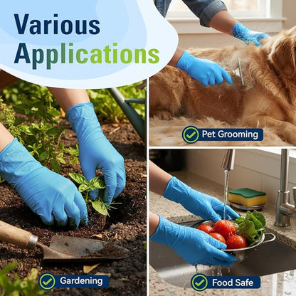 Nitrile Disposable Gloves – Food-Safe, Latex-Free, Powder-Free Blue Rubber Gloves for Cooking & Cleaning