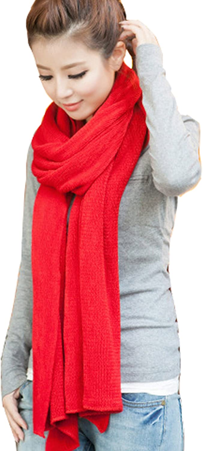 Wander Agio Women's Warm Long Shawl Winter Warm Large Scarf Pure Color