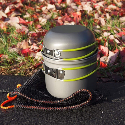 Outdoor Camping Pot Set for 1-2 People Camping Cooking with Portable Bags and Tableware Camping & Hiking Equipment