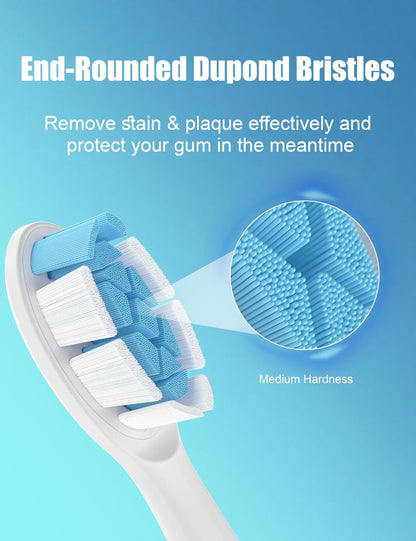 10-Pack Replacement Brush Heads – Sonic Electric Toothbrush Use – Compatible with Philips Sonicare DiamondClean – White Color