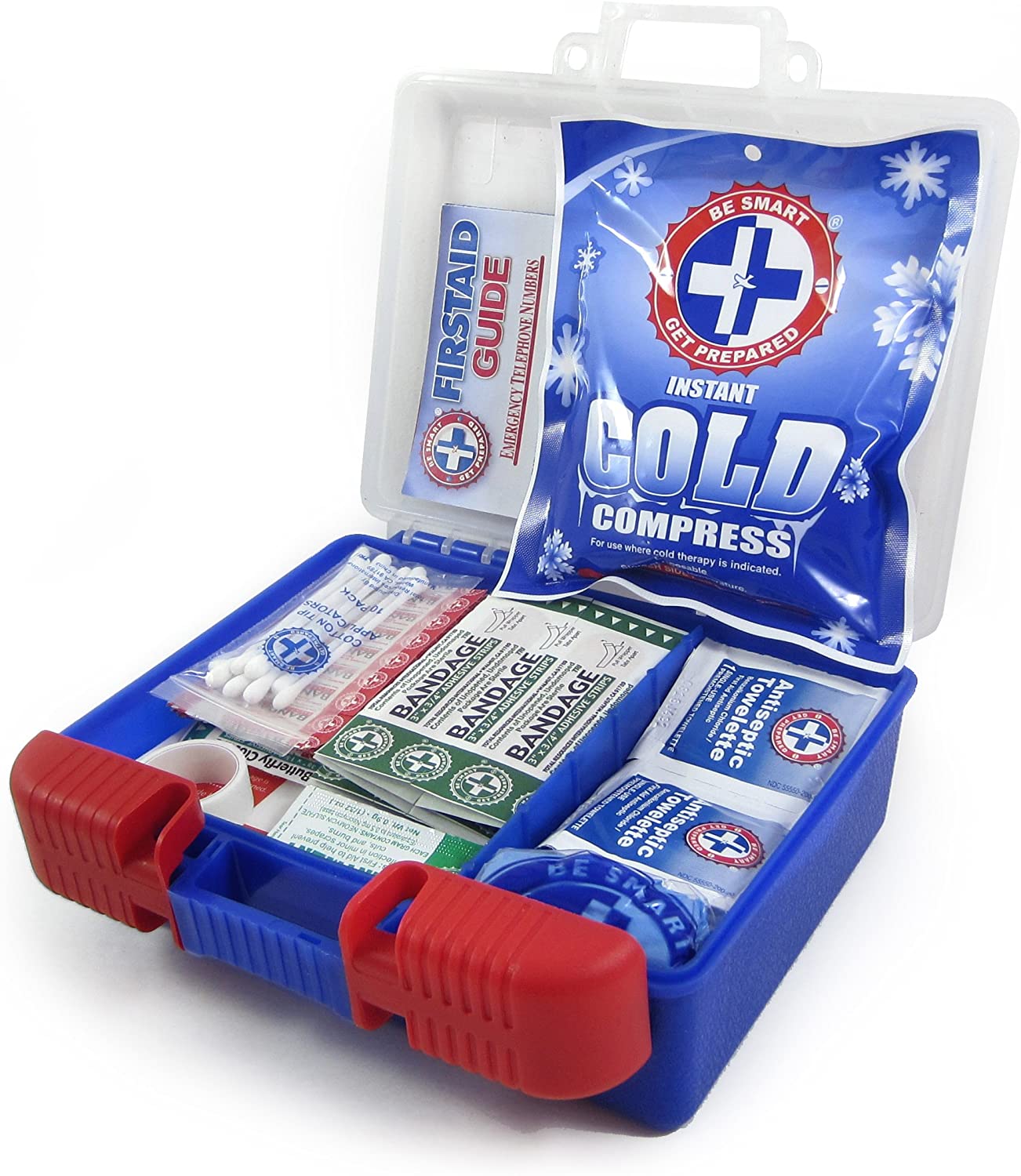 Be Smart Get Prepared 10HBC01082 100Piece First Aid Kit, Clean, Treat & Protect Most Injuries With The Kit that is great for Any Home, Office, Vehicle, Camping & Sports. 0.71 Lb