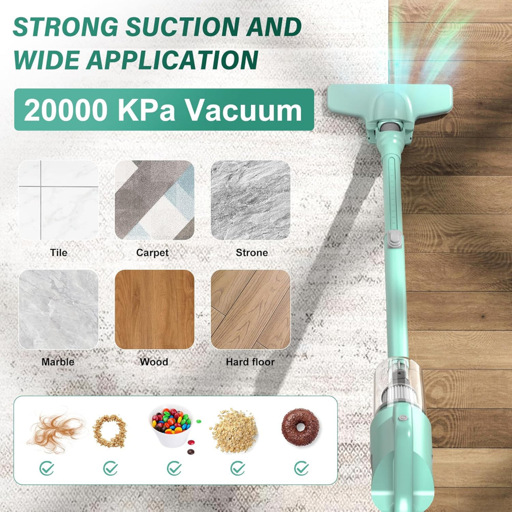 Corded Stick Vacuum Cleaner – Lightweight Electric Broom Use – 20KPa Strong Suction with 20ft Power Cord – Hardwood Floors, Carpet & Pet Hair Cleaning
