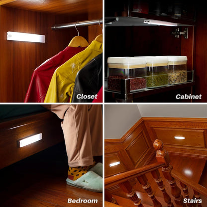 2-Pack 8in Motion Sensor Under Cabinet Lights – Rechargeable Magnetic LED Closet Lighting