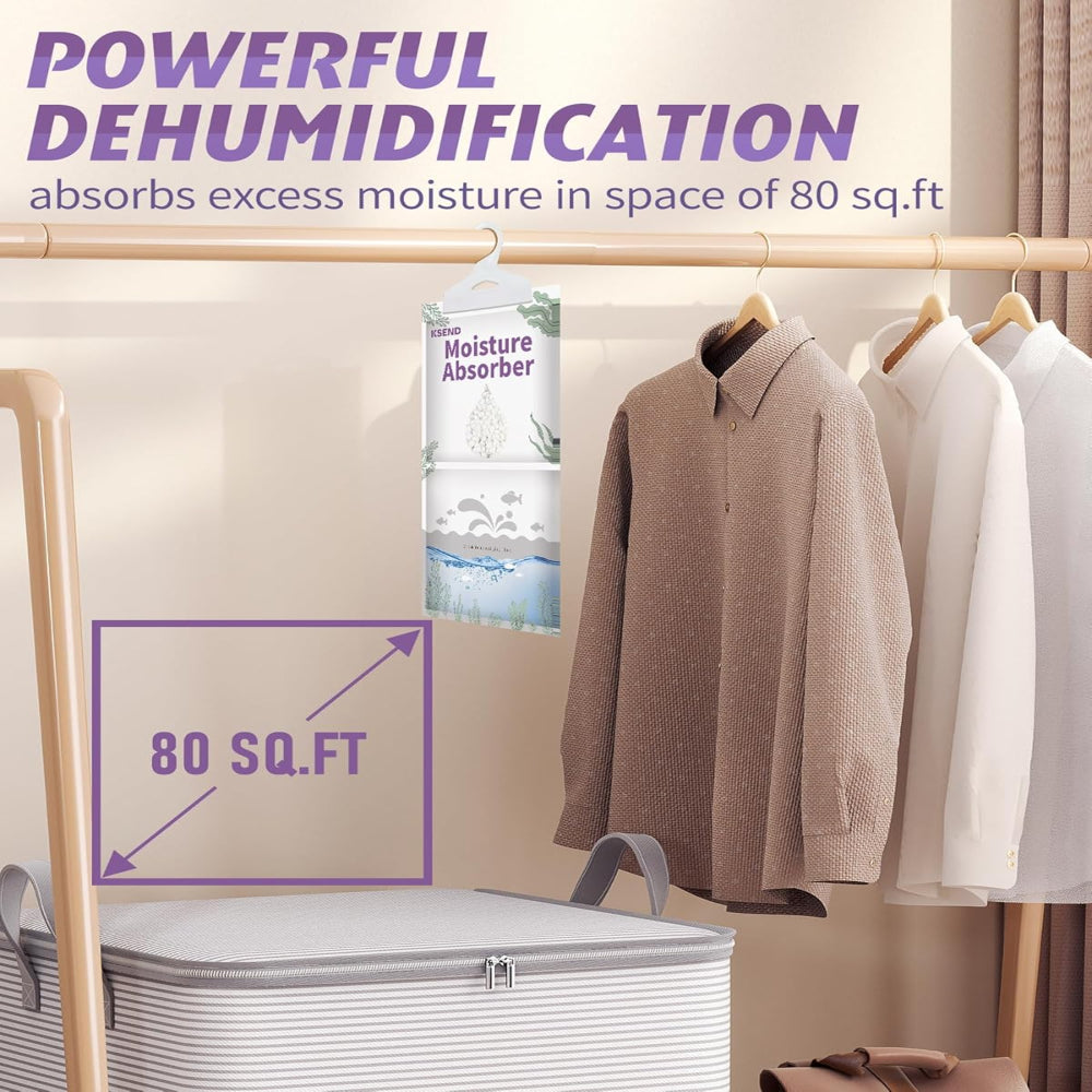 8-Pack Moisture Absorber Bags – Hanging Dehumidifier Packs for Closet Bathroom Kitchen