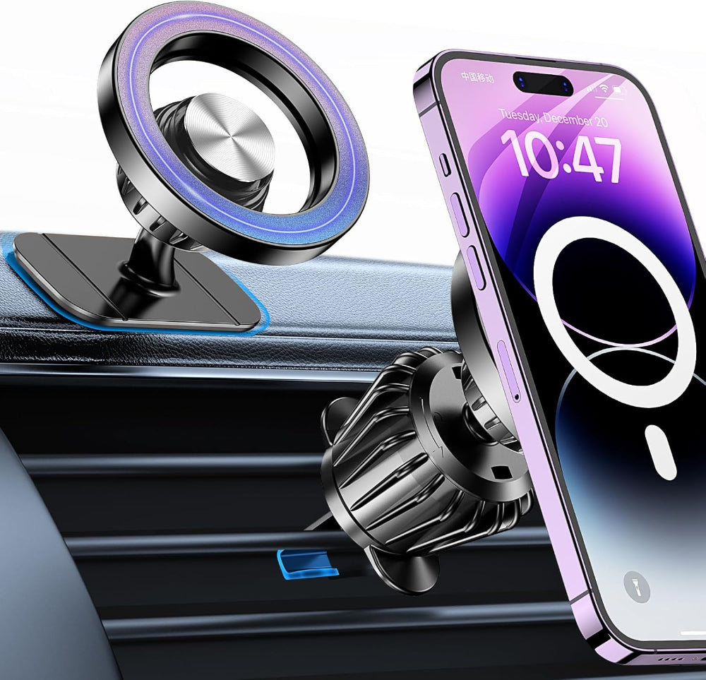 Magnetic Car Phone Mount – 20-Strong Magnet Magsafe Holder, Dash-Mounted Cell Phone Holder for iPhone 14–17, Car Accessories for Men & Women