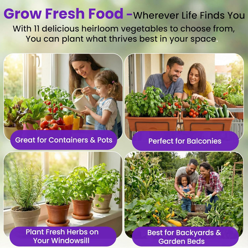 Variety Heirloom Vegetable & Fruit Seeds – Non-GMO Survival Seed Vault for Home Garden & Outdoor Planting