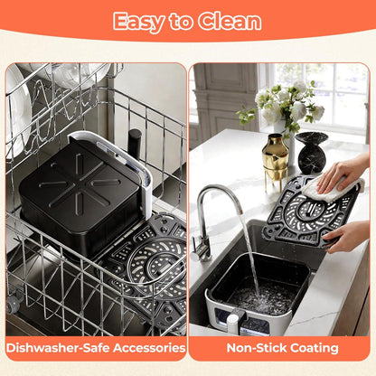 4QT Air Fryer – Digital Touchscreen Cooking – Easy View Window with Interior Light – Nonstick Dishwasher Safe Basket