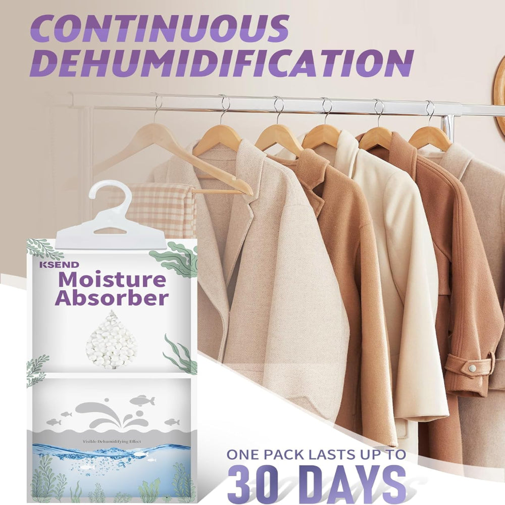 8-Pack Moisture Absorber Bags – Hanging Dehumidifier Packs for Closet Bathroom Kitchen