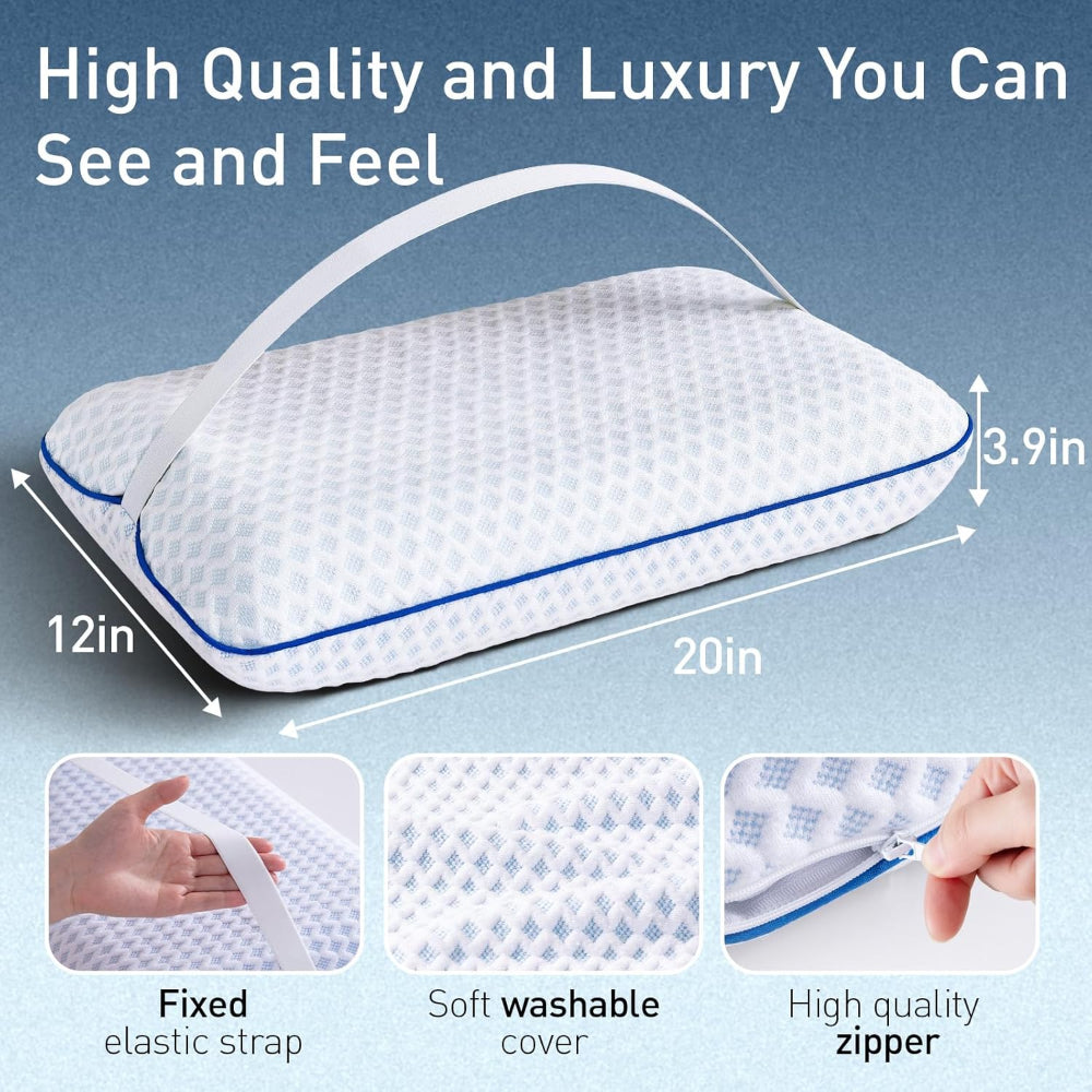 Memory Foam Travel Pillow – Contoured Medium-Firm Support for Sleeping – Lightweight & Compact Use for Airplanes, Camping, Car & Backpacking – Breathable, Washable Cover – Toddler & Kids Friendly