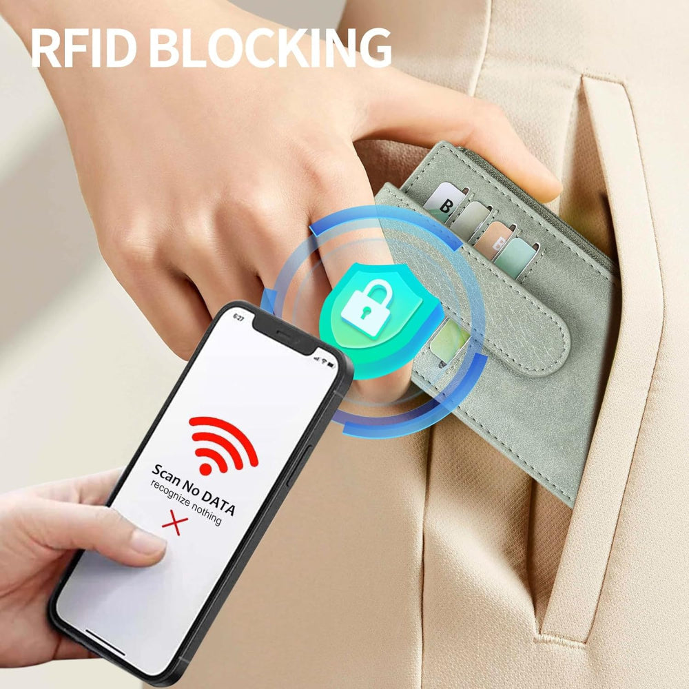 Women’s RFID Blocking Leather Wallet – Slim Bifold Credit Card Holder Organizer