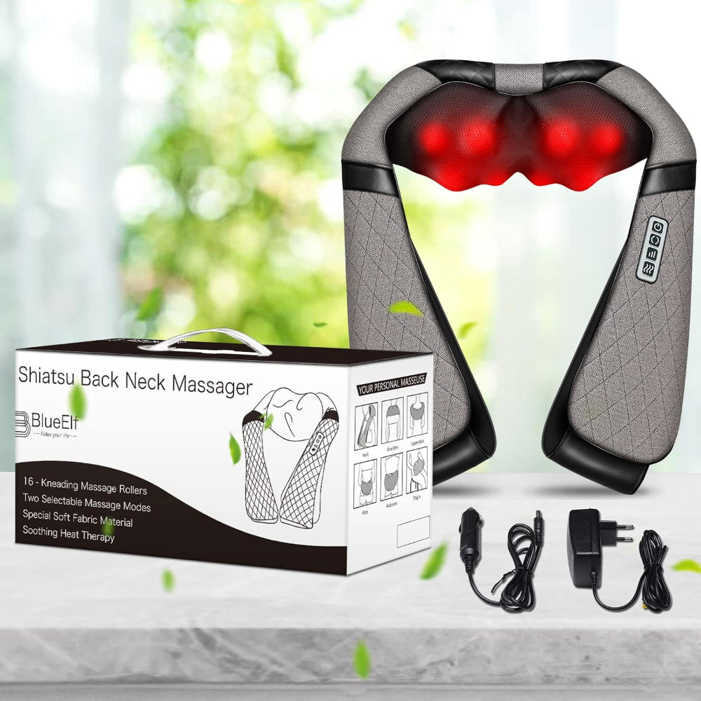 Shiatsu Electric Neck Back Massager Pillow – 3D Kneading with Heat for Shoulder & Muscle Relief