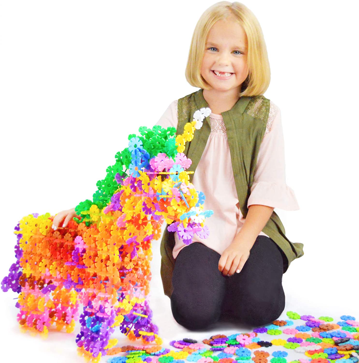 Brain Flakes 500 Piece Interlocking Plastic Disc Set - A Creative and Educational Alternative to Building Blocks - Tested for Children's Safety - A Great Stem Toy for Both Boys and Girls