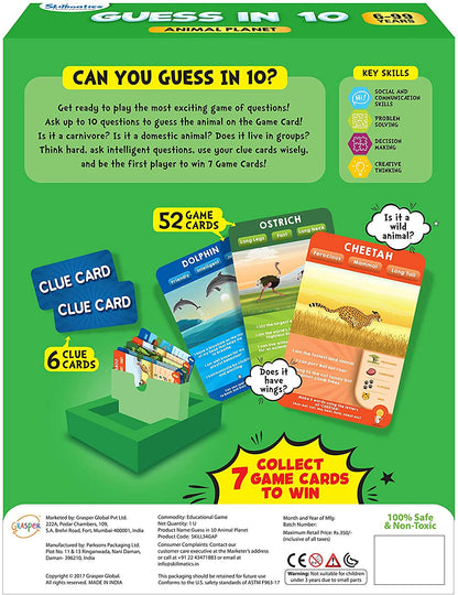 Skillmatics Educational Game : Animal Planet - Guess in 10 (Ages 6-99) | Card Game of Smart Questions | General Knowledge for Kids, Adults and Families | Gifts for Boys and Girls