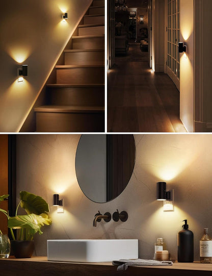 2-Pack Plug-In LED Night Lights – Dusk-to-Dawn Sensor, Soft White 3000K, 0–100LM Adjustable Brightness, Dimmable Wall Lights for Hallway, Bedroom & Stairway