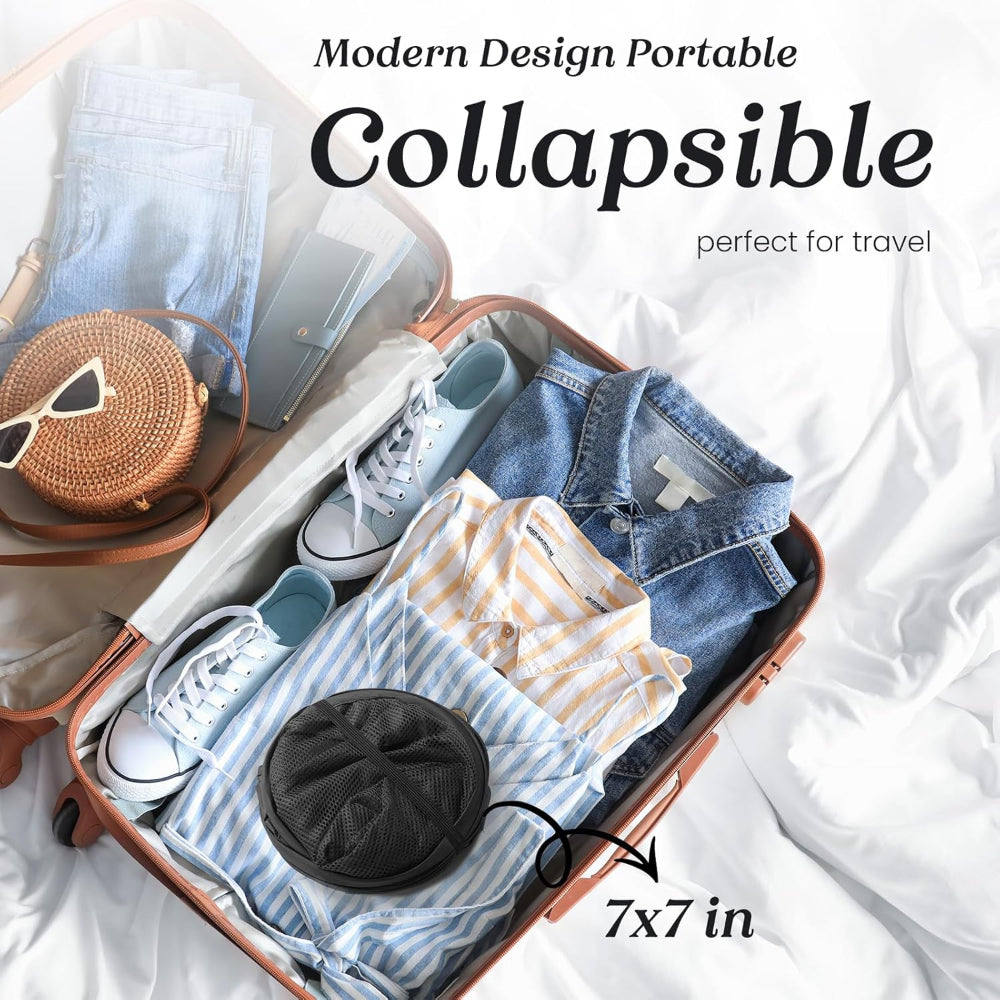 Collapsible Laundry Basket – Mesh Pop Up Hamper with Handles for Dorm Travel Storage