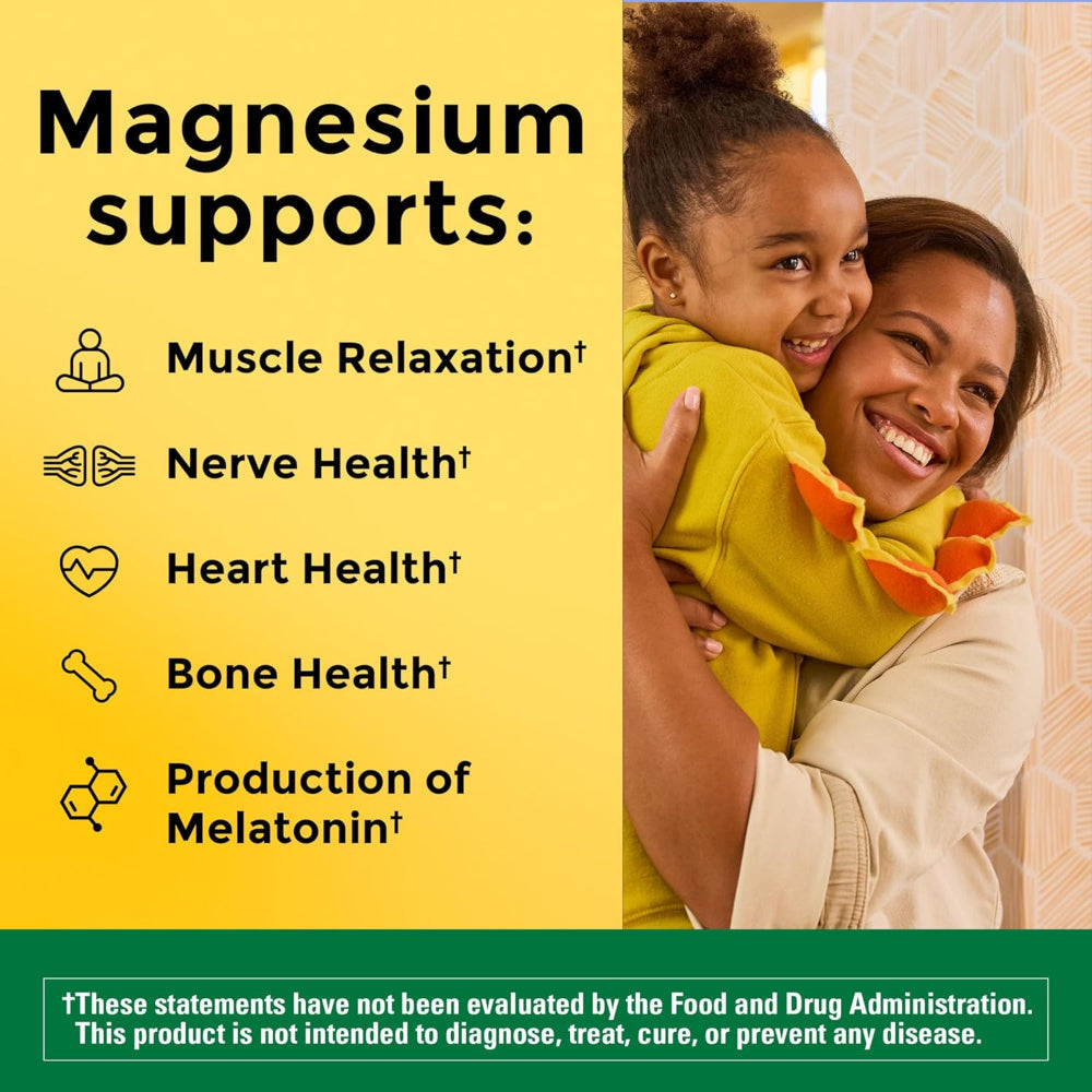 100-Tablet Magnesium Oxide Supplement – 250 mg Tablets for Men & Women – Muscle, Heart, Bone & Nerve Health Support, 100-Day Supply