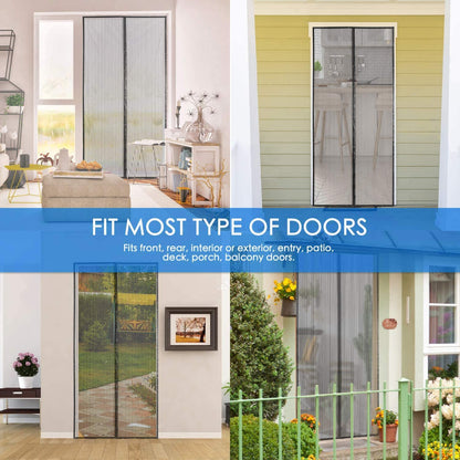 Magnetic Screen Door Retractable Mesh for Standard American 80" x 36" to 82" x 38" Size Doors Pet Net Patio Hands Free Magic Automatic Self Sealing Closing Closure