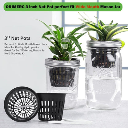 12-Pack Net Cups Pots – 3 Inch Hydroponic Mesh Planters with Wick System & Plant Labels