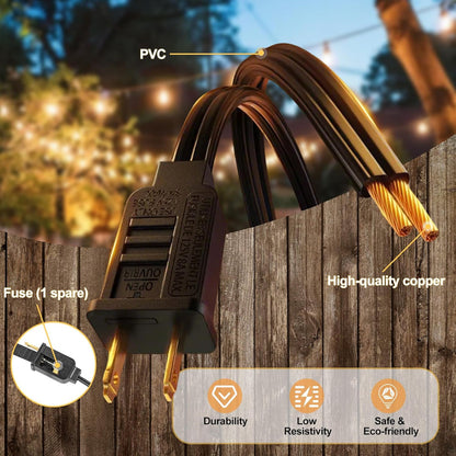 25FT Outdoor String Lights – Waterproof Patio Lights with Shatterproof Light Bulbs
