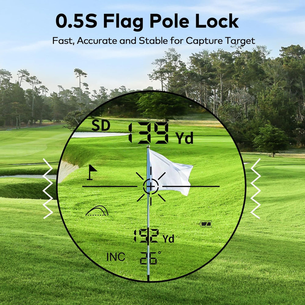 1200-Yard Golf Rangefinder with Slope – 7X Magnification, Rechargeable Lightweight Range Finder with Flag Lock Vibration & Legal Mode Switch