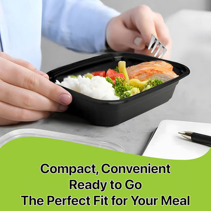 Meal Prep Containers – 16 oz Food Storage Bento Boxes, Stackable Snap Lid Plastic