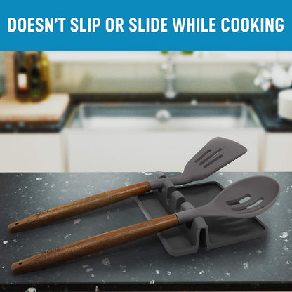 Silicone Utensil Rest with Drip Pad for Multiple Utensils, Heat-Resistant, BPA-Free Spoon Rest & Spoon Holder for Stove Top, Kitchen Utensil Holder for Spoons, Ladles, Tongs & More - by Zulay