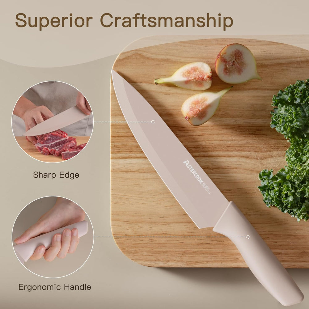 13-Piece Kitchen Knife Set – Stainless Steel Chef Knives with Anti-Rust Coating, Dishwasher Safe, Includes 6 Blade Guards, Perfect Holiday Gift for Cooking
