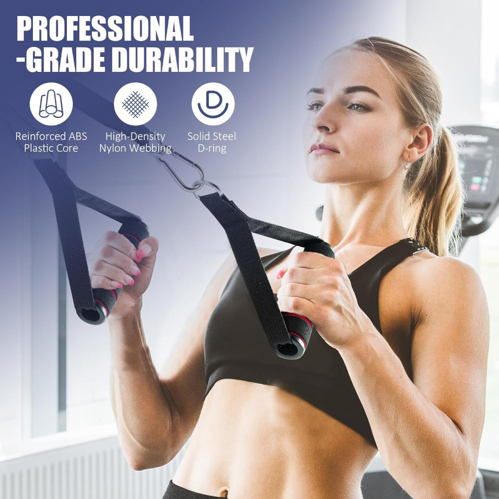 2-Pack Exercise Handles – Heavy Duty Cable Machine Attachments for Strength Training, Pilates, Home Gym, Resistance Bands