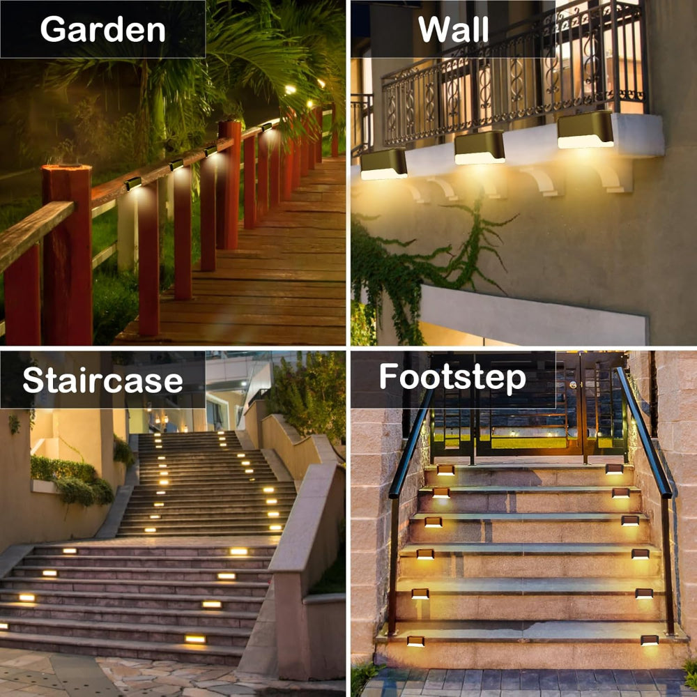 4-Pack Solar Deck Step Lights – Waterproof LED Outdoor Lighting for Stairs Fence Patio