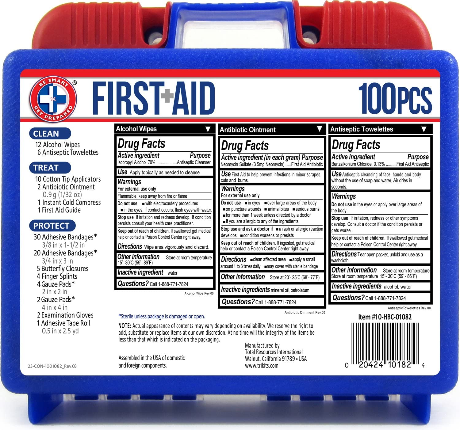 Be Smart Get Prepared 100 Piece First Aid Kit