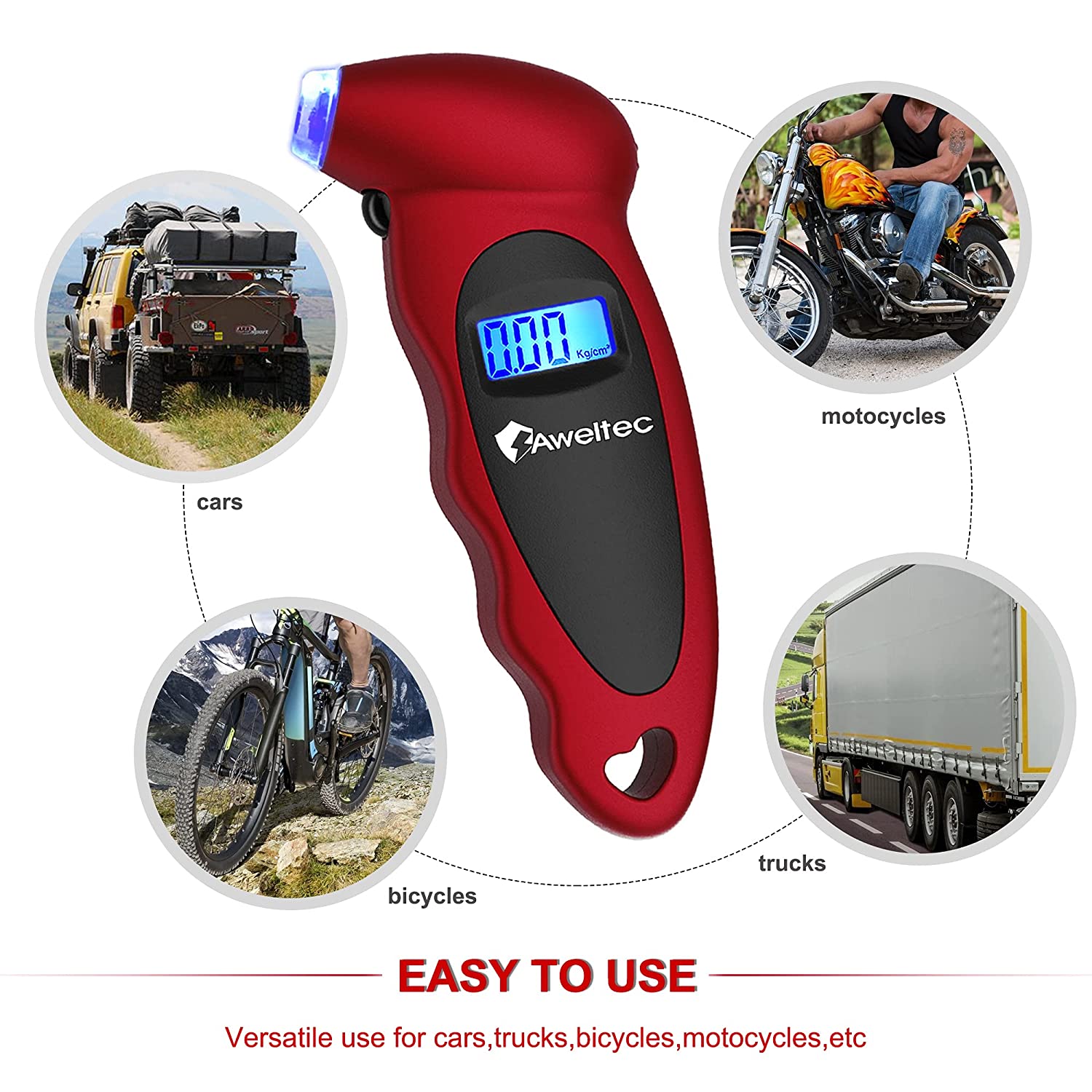 150 PSI Digital Tire Pressure Gauge with 4 Settings, Backlit LCD Screen and Non-Slip Grip