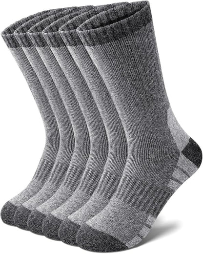 3 Pairs Men’s Merino Wool Hiking Socks – Cushioned Crew Socks for Trekking, Work & Outdoor Wear