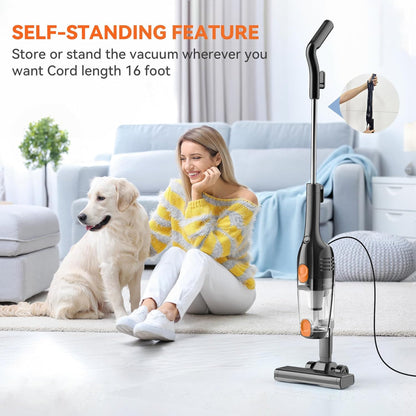 Corded Stick Vacuum Cleaner – 2-in-1 Handheld Use – 20KPa Powerful Suction with 16ft Cord – Lightweight Design for Hardwood Floors & Pet Hair