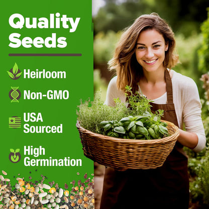 Variety Herb Seeds Kit – 3000+ Heirloom Non GMO Seeds, Indoor Outdoor Planting