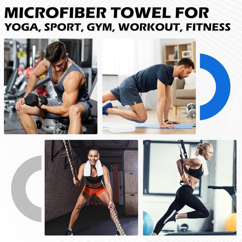 Microfiber Gym Towels – Quick-Dry Sweat & Hand Towels, 16 x 27 Inch, Absorbent Yoga Towels for Home, Gym, Travel, Beach, Workout for Men & Women