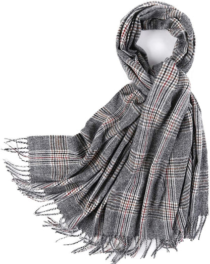 PINCTROT Chunky Large Blanket Scarf for Men Women Warm Cozy Plaid Tartan Wrap Super Soft Shawl Cape