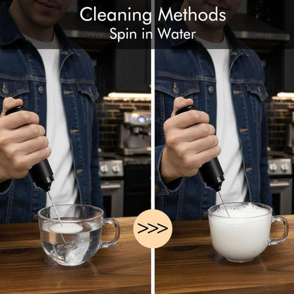 Rechargeable Milk Frother – 2-in-1 Dual Spring Whisk – Handheld Electric Mixer for Coffee, Latte, Matcha & Hot Chocolate