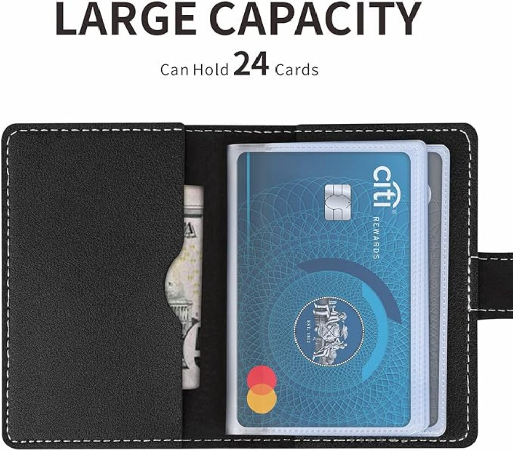 2-Pack Credit & Business Card Holders – 26-Card Organizer Use – SD Card Storage Included – Compact Book-Style Design for Men & Women