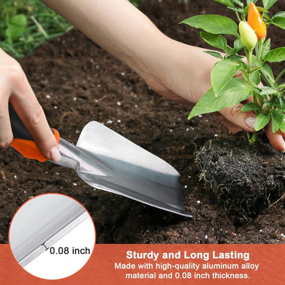 3-Pack Heavy Duty Garden Tools Set – Shovel, Transplant Trowel & Hand Rake with Ergonomic Handles, Aluminum Alloy for Lawn & Planting