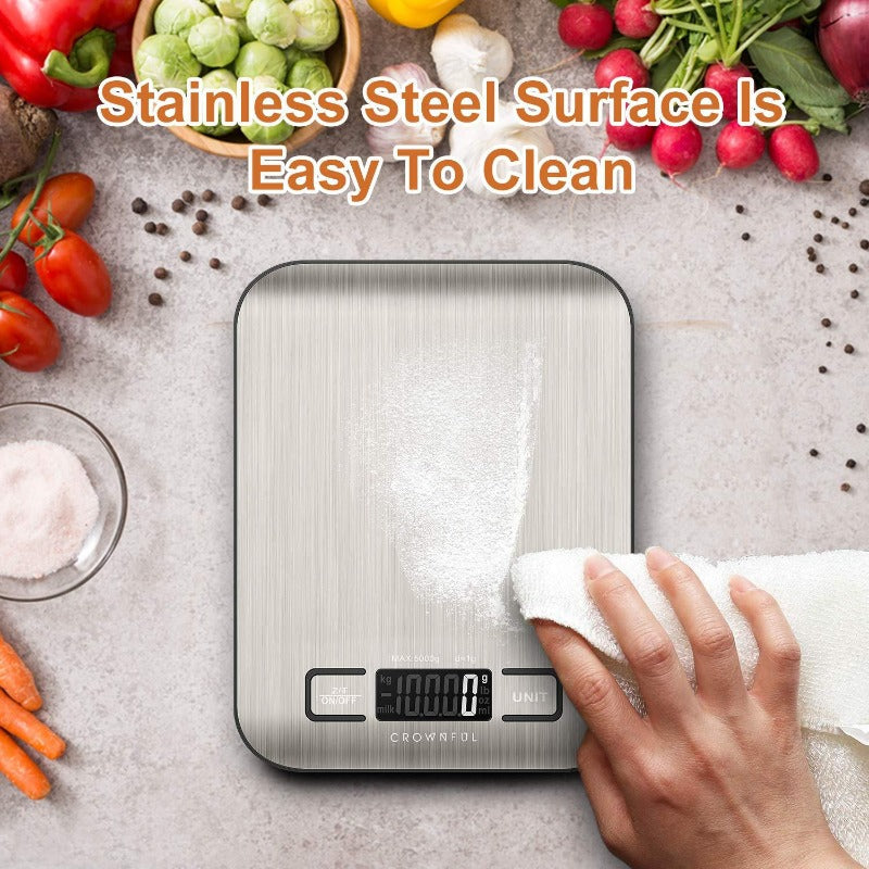 Crownful 5 Unit 11LB Digital Food Scale With Tare Function And LCD Screen (Batteries Included)