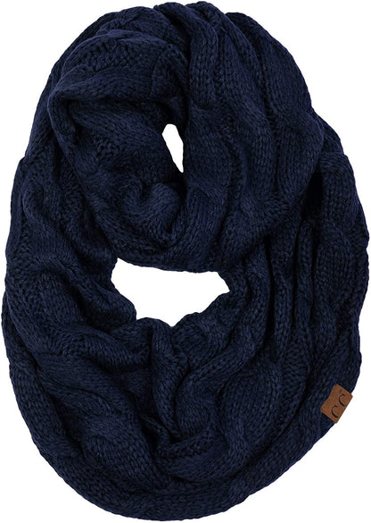 Funky Junque’s Beanies Matching Ribbed Winter Warm Cable Knit Infinity Scarf