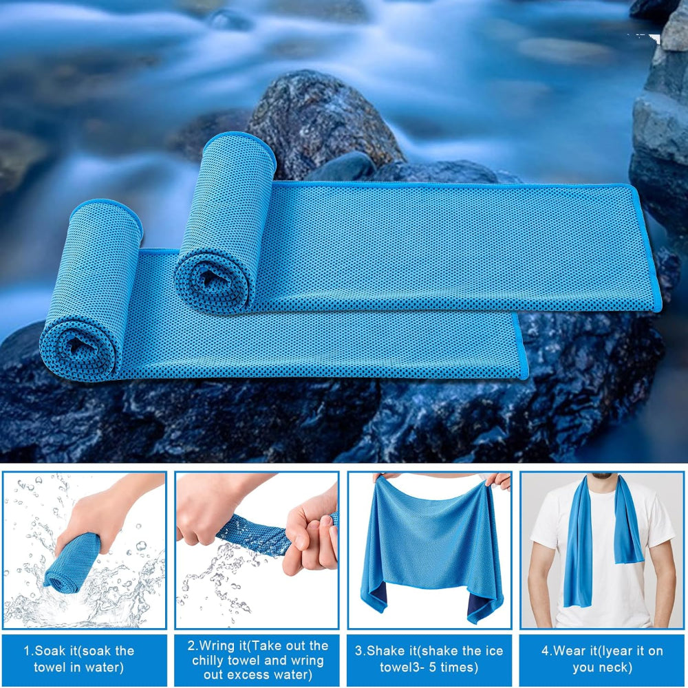 4-Pack Cooling Towels – 40x12 Inch Microfiber Chill Towels for Sports Workout Gym Use