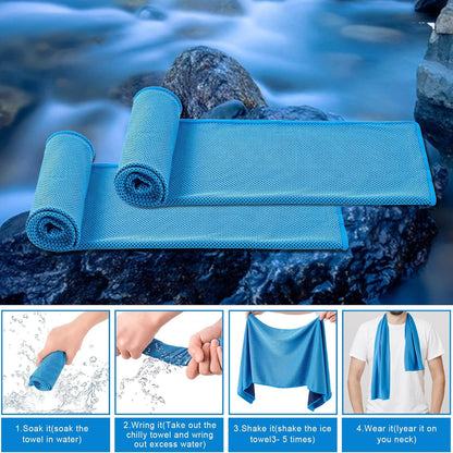 4-Pack Cooling Towels – 40x12 Inch Microfiber Chill Towels for Sports Workout Gym Use