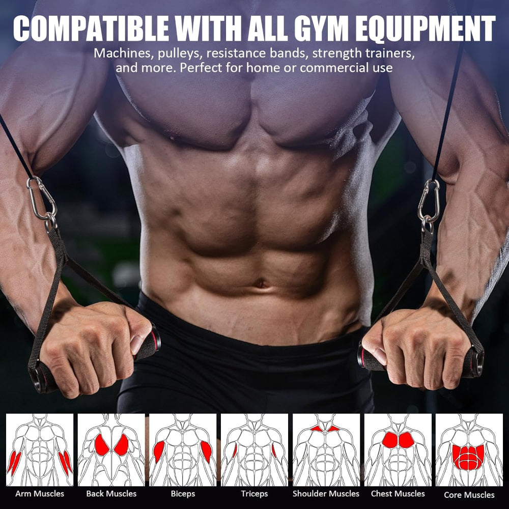 2-Pack Exercise Handles – Heavy Duty Cable Machine Attachments for Strength Training, Pilates, Home Gym, Resistance Bands